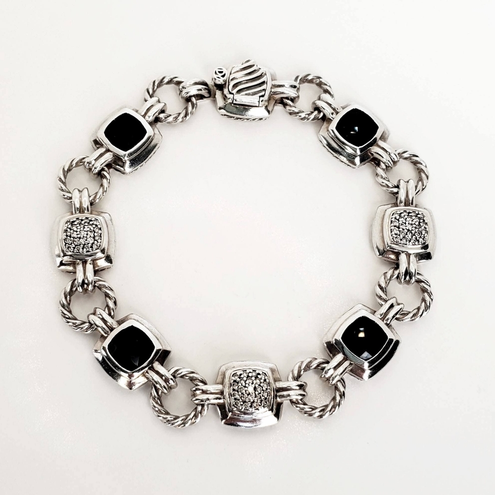 David Yurman Renaissance Link Bracelet with Black Onyx & Diamonds